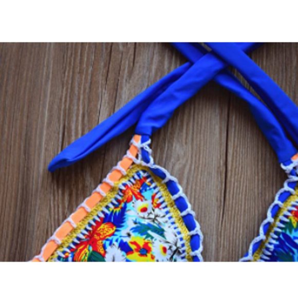 Crochet Triangle Strap Brazilian Thong Bikini XL - Picture 7 of 8